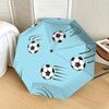 Soccer Ball Pattern Automatic Opening/Closing Umbrella with Convenient Three Fold Design,8 Bone Iron Frame Outdoor Umbrella Perfect Gift