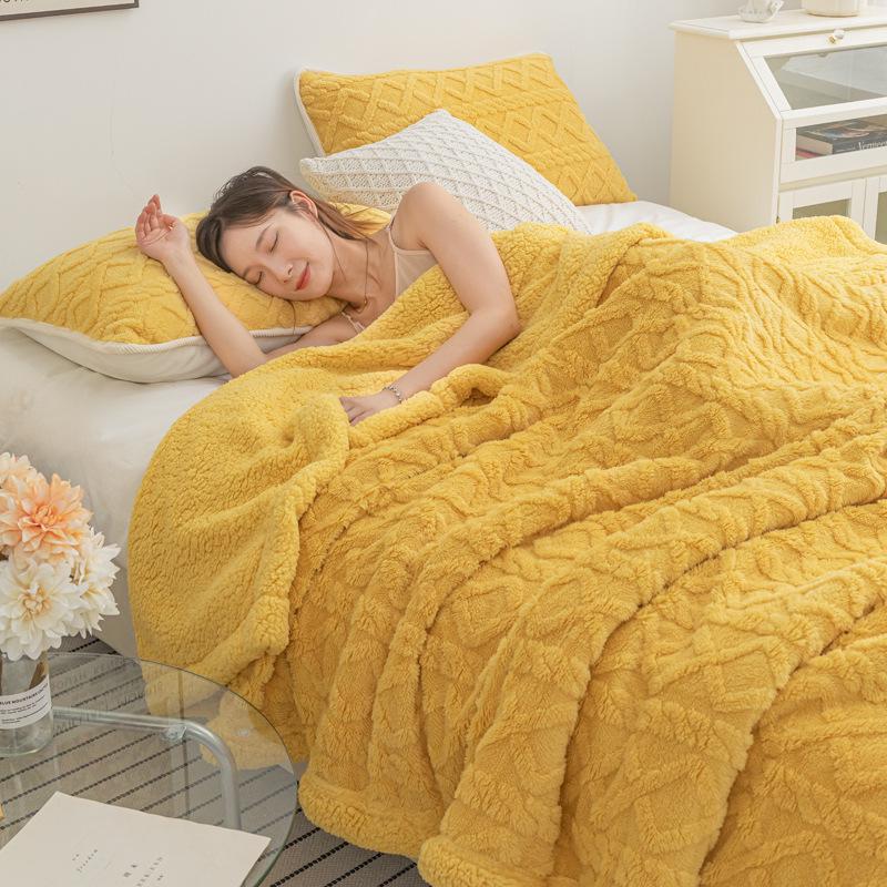 Lambswool & Taffeta Plush Multicolor Blanket - Ideal for Office, Autumn, Winter & All Seasons