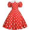 Vintage White Polka Dot Swing Dress with Large Lapel