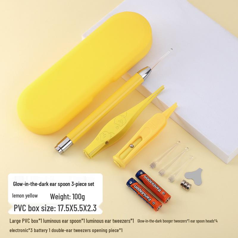 LED Ohrreinigungsset für Kinder: Leuchtendes Ohrstäbchen, Baby-Pinzette mit Licht & Wiederaufladbares Weichspitzen-Werkzeug