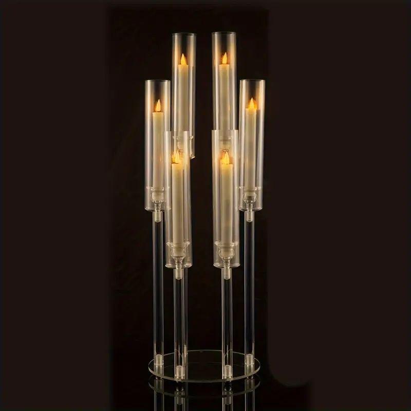 Transparent Acrylic Cross Wedding Candlestick for Banquets, Hotels, Aisles, Restaurants, and Bars