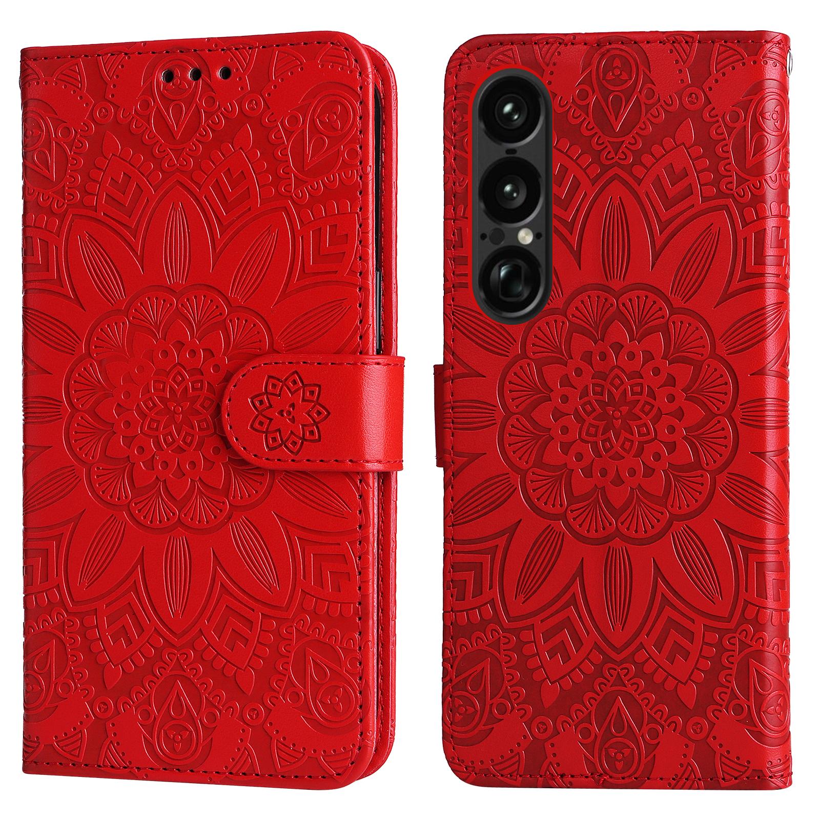 

For Sony Xperia 1 VII Case Sunflower Imprint Leather Wallet Phone Cover D