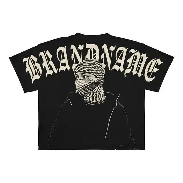 Oversized Cotton Tshirt Vintage Street Portrait Graphic Print Retro 90s Hiphop Urban Streetwear Short Sleeve Tops For Youth