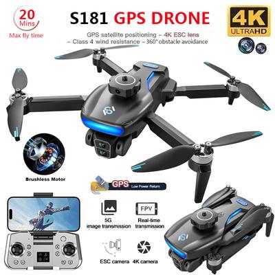 S181 GPS Dron 4K Profesionální HD Duální Kamera 5G Wifi Fotografování Bezuhlíkový Skládací Kvadrokoptéra RC Dosah 1.2KM Drony 360° Vyhýbání se Překážkám Hračky
