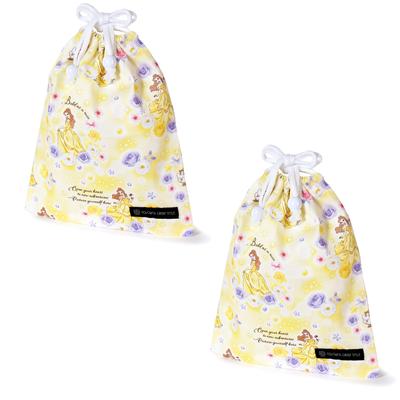 COLORFUL CANDY STYLE Disney Drawstring Medium Gussetless School Lunch Bag Belle BEAUTY AND THE BEAST Belle Princess Belle Set of 2 Stylish Drawstring