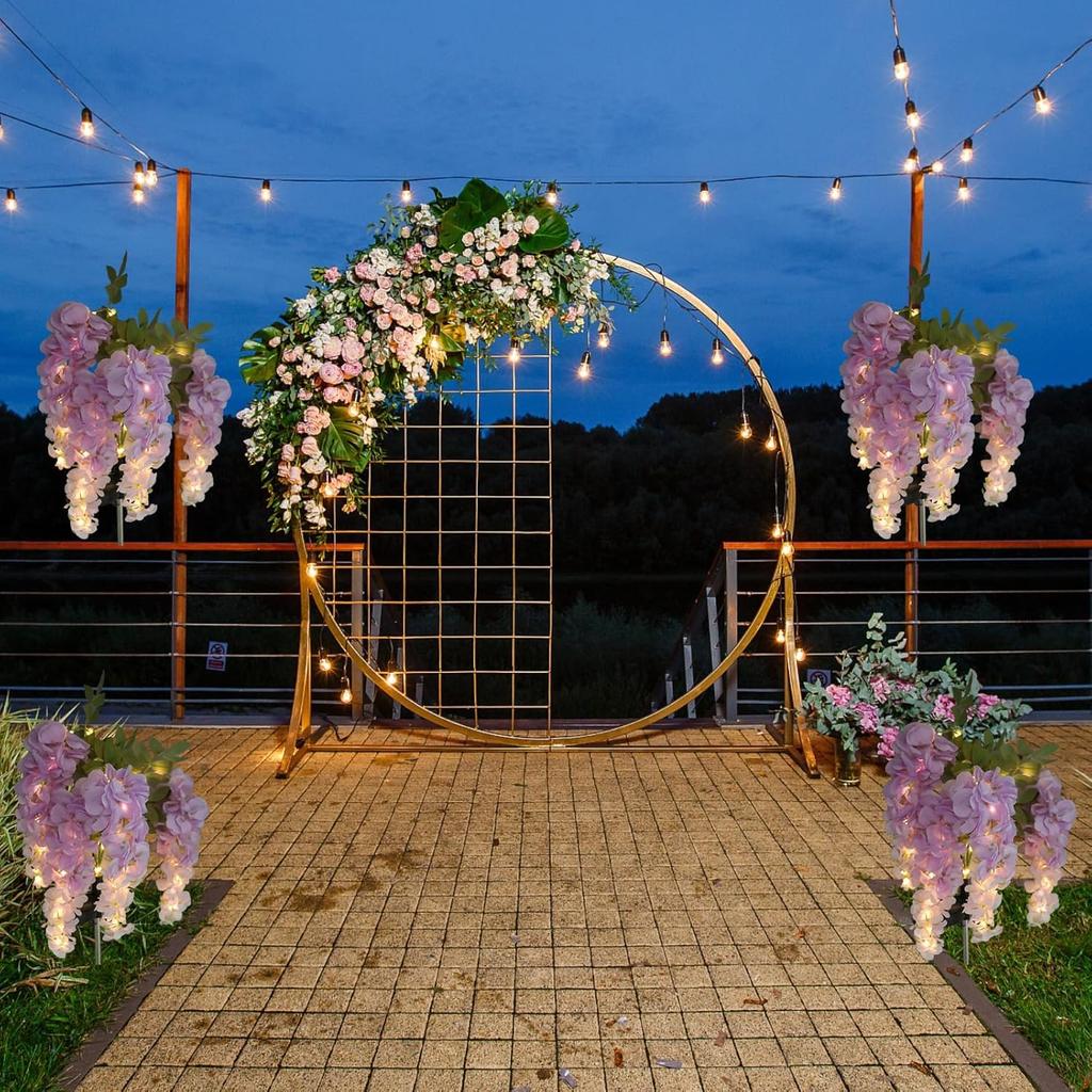 [Neu für 2025] Solar-Gartenleuchten, Lila Glyzinienblüten, 2er-Set, Warmweiß, Stilvolle Outdoor-Gartenleuchten, IP65 Wasserdicht, Eingebauter Solar