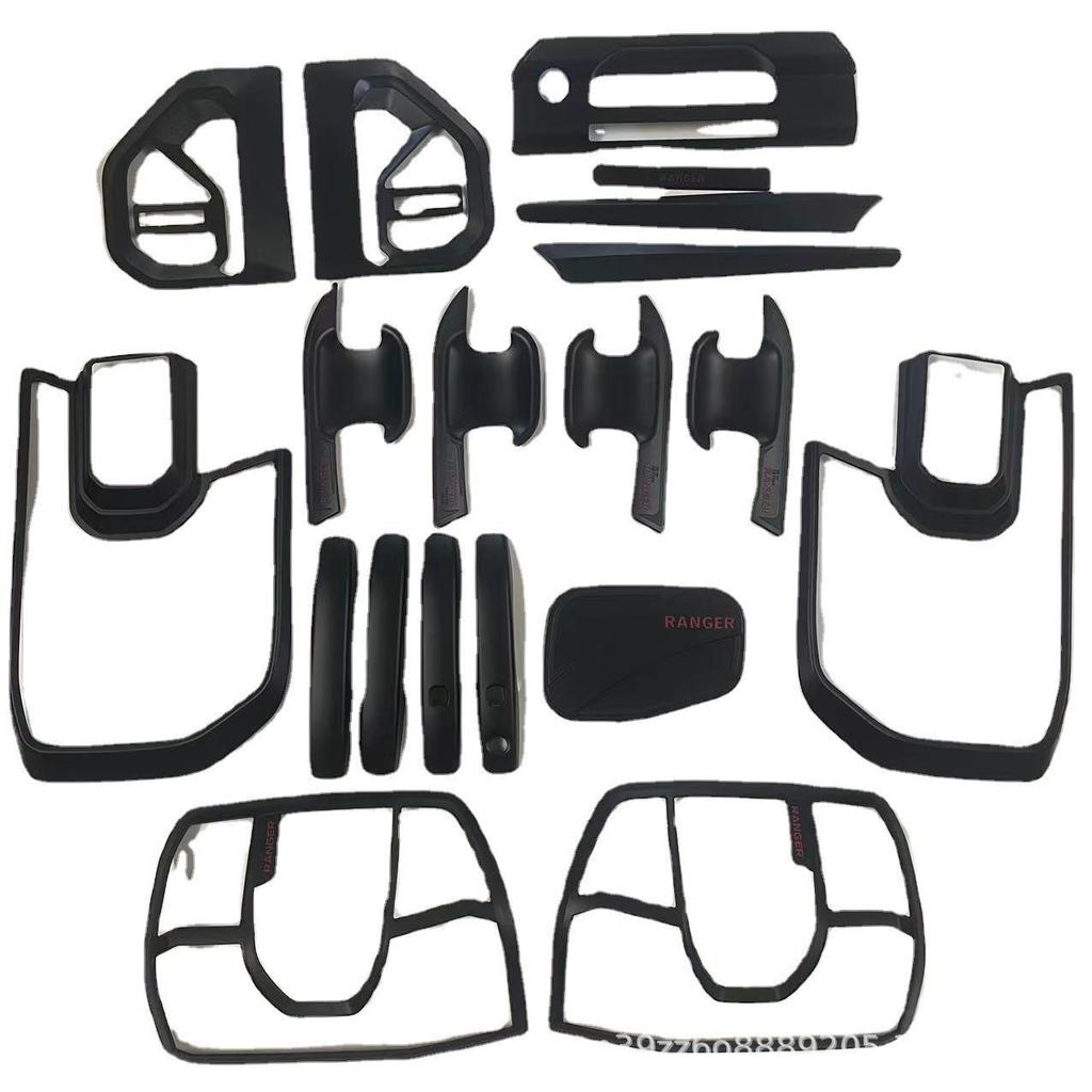 Compatible Decorative Parts for Ford Ranger T9: Headlight Cover, Taillight Frame, and Door Handle for 2022+ Pickup Trucks.