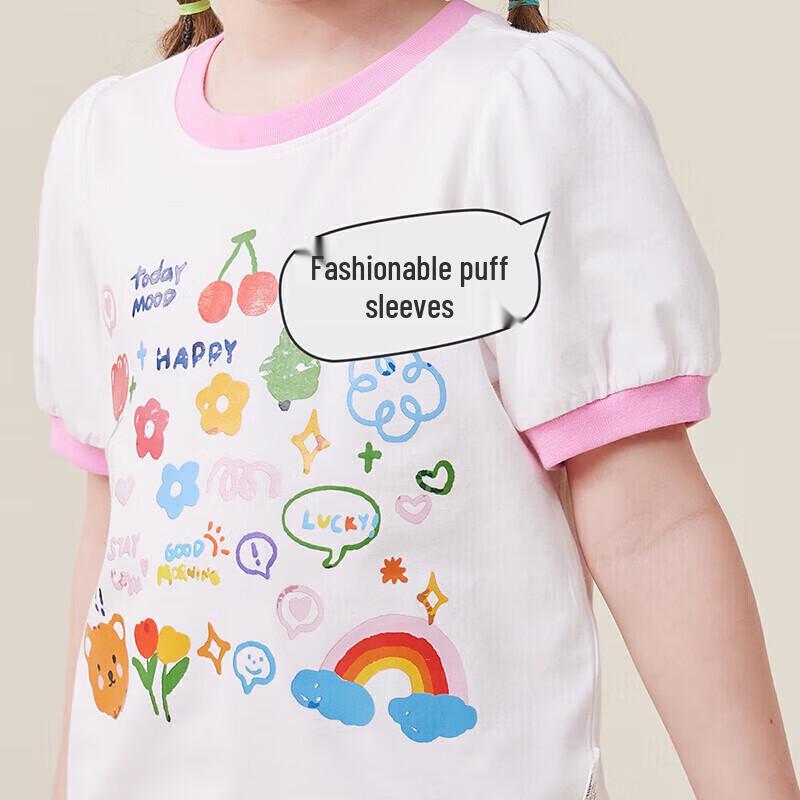 MQDMINI Girls' Bubble Sleeve Short Sleeve T-shirt