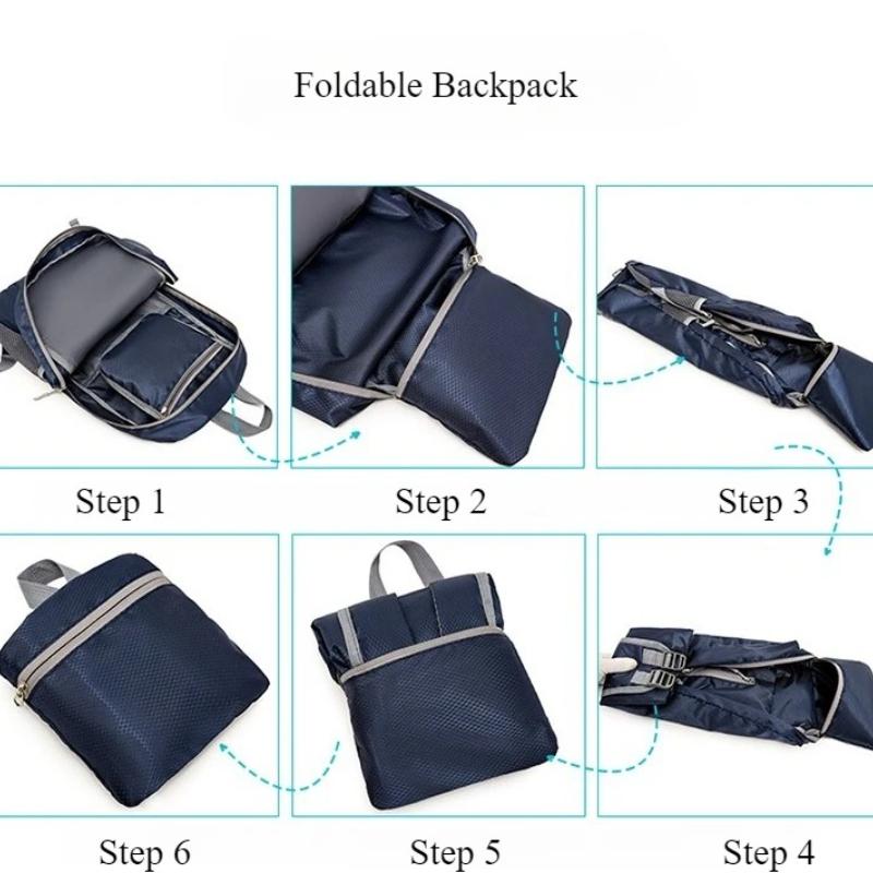 Men's and Women's Nylon Foldable Backpack Casual and Simple Large Capacity Waterproof Travel Bag