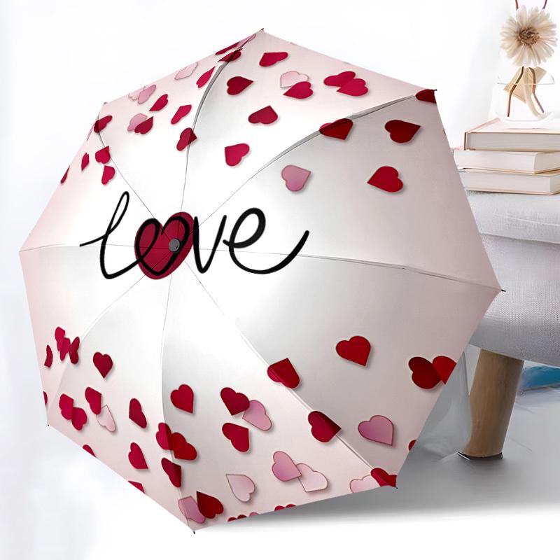 

1pc Love Hearts Automatic Folding Umbrella Durable Iron Frame,All Seasons Home Travel Outdoor Multifunctional Umbrella yy251115080