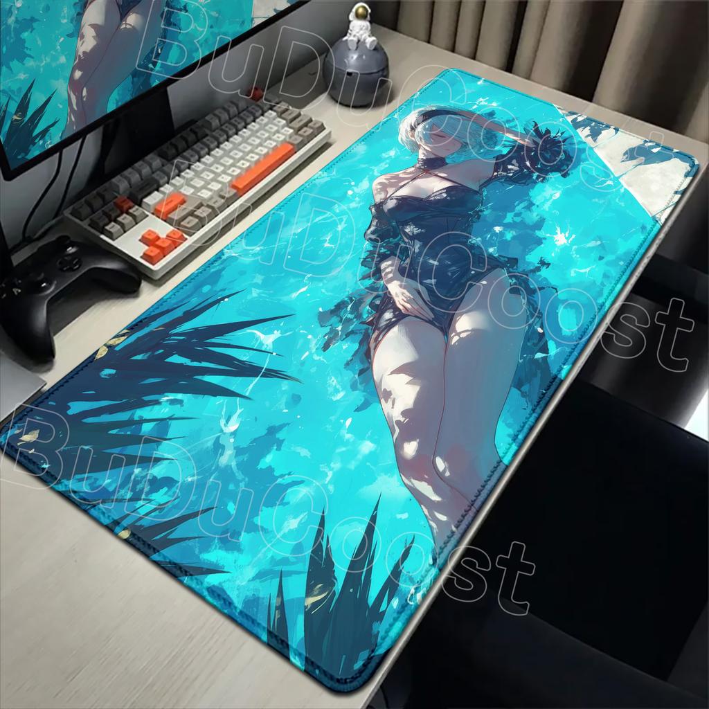 E-sports Pretty NieR:Alfombrilla de ratón Automata 2B Alfombrilla de goma grande para mesa Alfombrilla de ratón para juegos de PC Alfombrilla para escritorio de portátil Alfombrilla antideslizante para teclado de ordenador