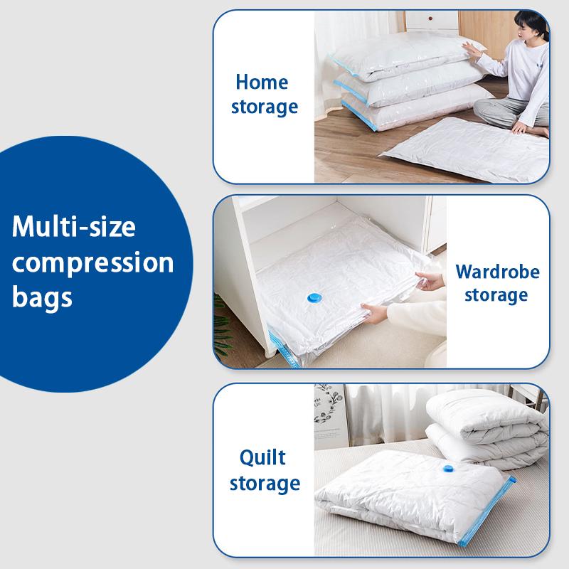 5Pcs Vacuum Storage Bags With Valve Folding Compressed Space Saving Clothes Storage Big Size For Towel Cloth Blanket