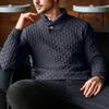 Men's Lapel Business Knitted Sweater Fashion Elastic Pullover Bottom Sweater