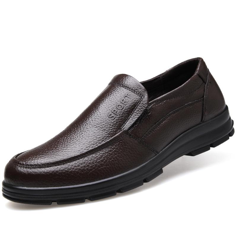

New men s shoes soft leather casual flat bottom non-slip low-top shoes men s lace-up business work single leather shoes size 45 45