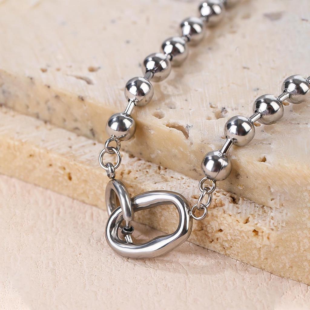 Damen Hip Hop Stil Silber Chunky Edelstahl Schlüsselbeinkette - Trendiges Herbst/Winter Accessoire