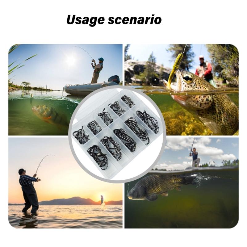 500pcs Barbed Fishing Hook Replacement Circles Hook Carbon Steel Eyed Fish Hook Rustproof Fishing Jig Hook Easy To Use