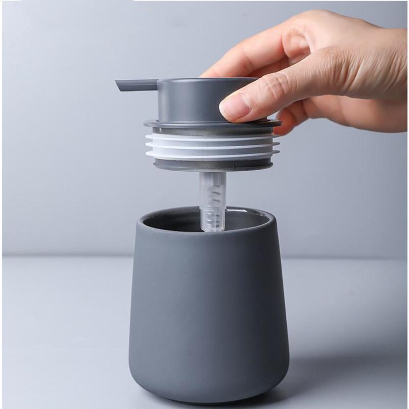 Ceramic Matte Soap Dispenser Lotion Dispensing Bottle Lovers Mouthwash Cup Toothbrush Holder Washing Tools Bottle Bathroom Set