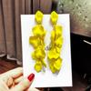 Yellow-colored Flower Earrings - Luxurious and High-end Style, Sweet and Elegant, Suitable for All Occasions and Versatile In Wear.