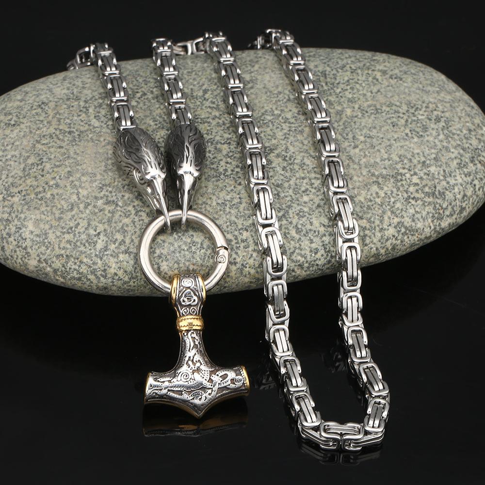 High Quality New Viking Odin Crow Hammer Pendant Necklace Emperor Chain Necklace