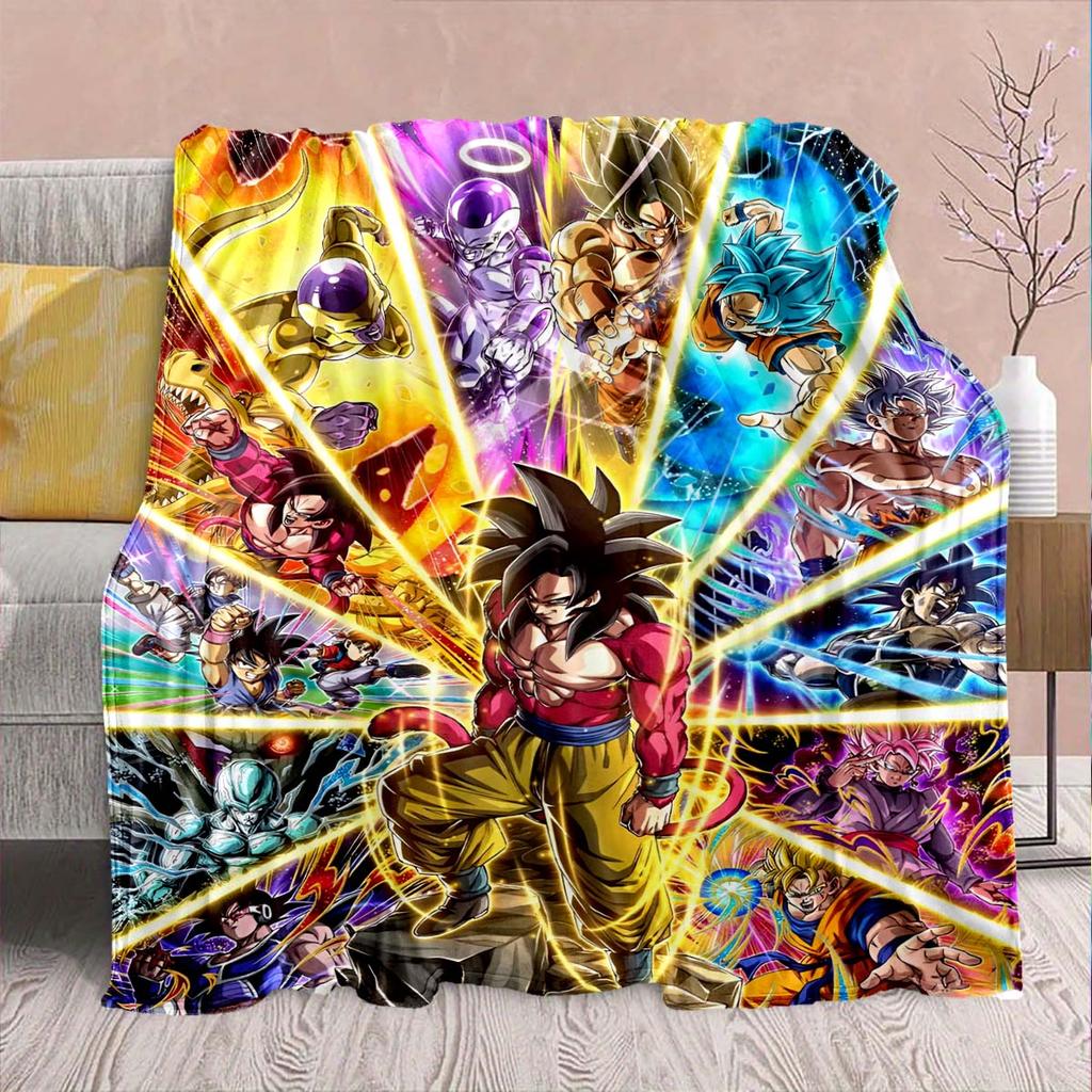 Dragon Ball Anime Flannel Blanket - Soft Warm Perfect for Sofa, Bedding Camping Travel Office Home Decor