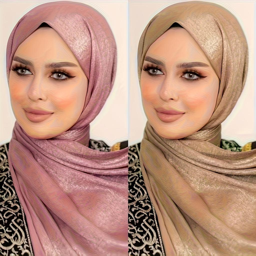 Premium Shiny Hijab Silk Scarfs Woman Muslim Hijab Head Scarf Headwraps Fashion Bufandas Silk Scarves Shawl Headband