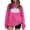 Women's Comfortable Casual Sweatshirt with Long Sleeve, Round Neck, Loose Fit, Small Halloween Print and Color Options