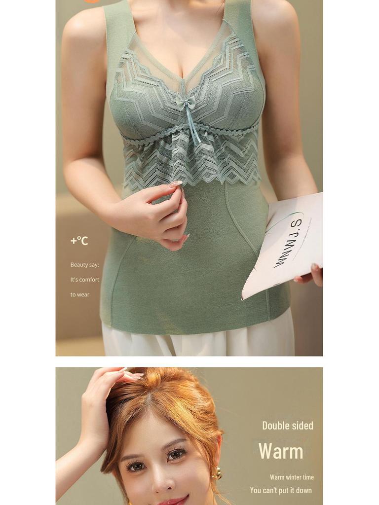 Women's Lace Wool Silk Heated Seamless Slimming Vest