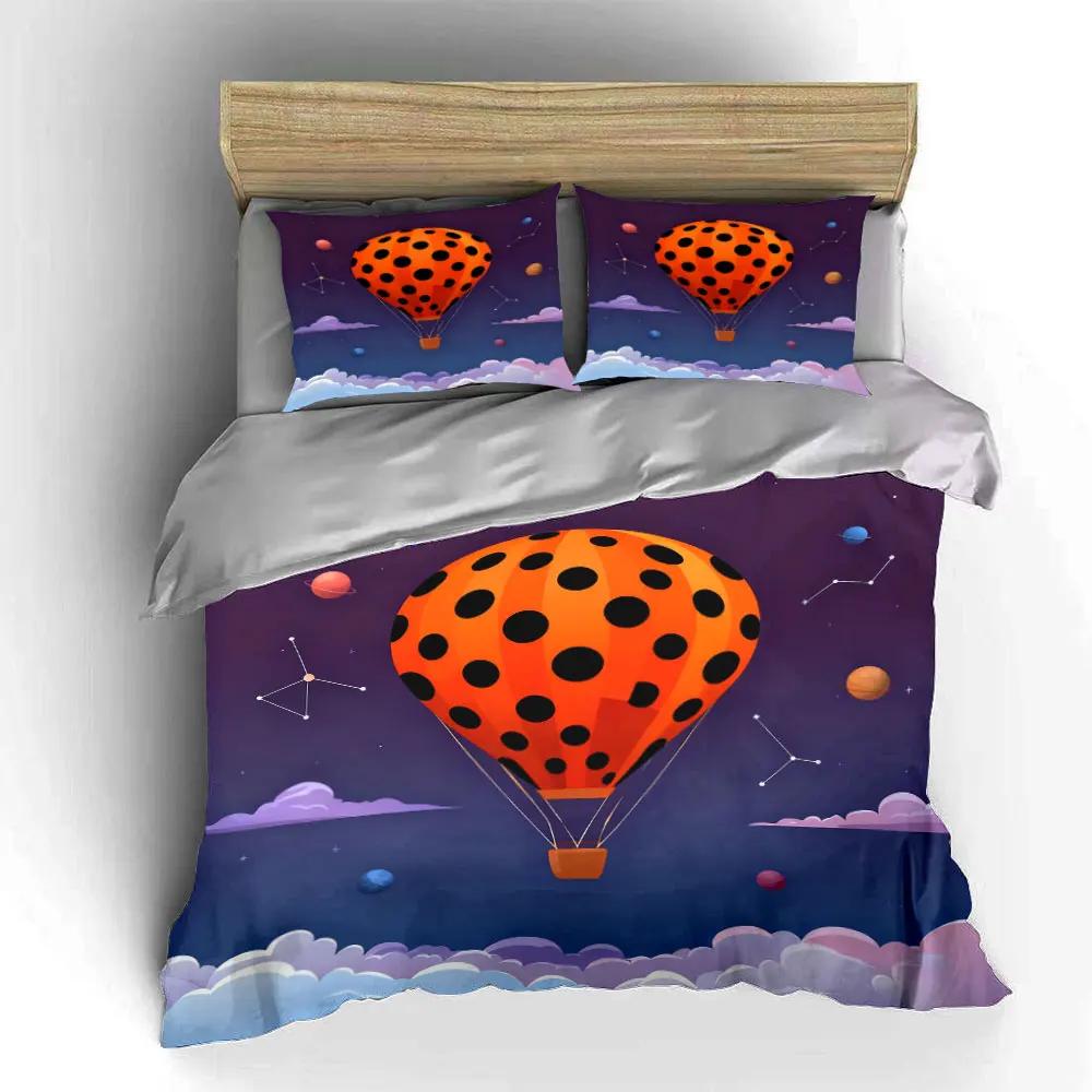 Air Balloon Galaxy Set Soft Comfortable Duvet Cover Bedding Set Included 1*Duvet Cover & 2*Pillowcases Gift