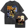 Slávny režisér Quentin Tarantino Film Pulp Fiction Vintage Praná Tričko Muži Ženy Hip Hop Móda Nadrozmerné Tričká Vrchné diely