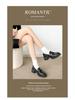 2025 British Style Camellia Loafers: Round Toe Chunky Heel Mary Jane Leather Shoes for Women