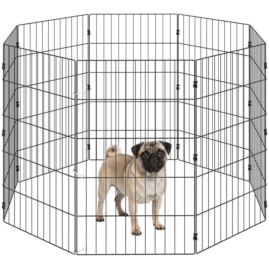 Dog Playpen Expandable Folding Metal Fence 50x80cm Black