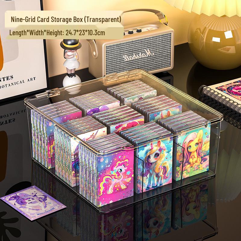 Stackable Transparent Card Storage Box with Dustproof Lid - Large Capacity Organizer