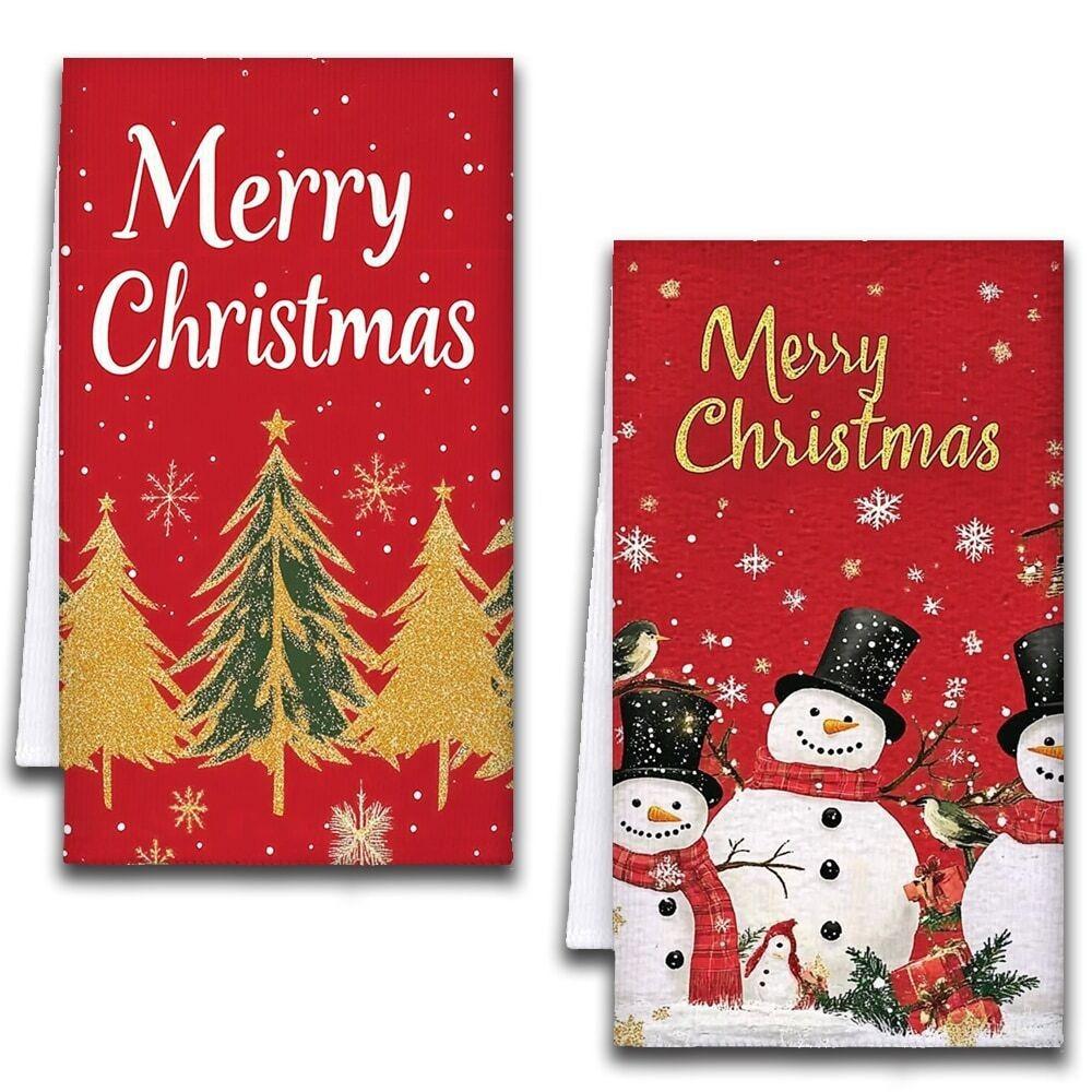 1pc/2pc/4pc/pack Christmas Scrub Sponge Creative Kitchen Dish Cloth Festive Cleaning Decor for Home & Table Kitchen Dish Towel Xmas Cleaning Supplies