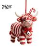 Acrylic Hanging Decorations for Bags Highland Yak Ornament Christmas Tree Decor, Cute 2D Flat Small Holiday Party Favors Pendant with Gold String