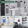 4-Pieces Bathroom Hardware Set, Adhesive Matte Black Bathroom Accessories Including 16in Bath Towel Bar, Toilet Paper Holder, Towel Ring, Hooks,