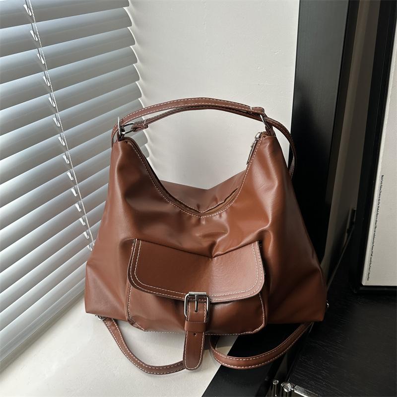 2025 New Spring Large Capacity Solid Color Casual Simple Multifunctional Crossbody One Shoulder Double Shoulder Tote Bag Women