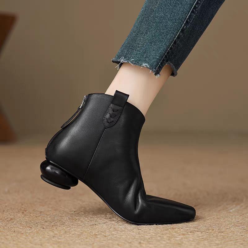 Fashion Pointed Toe Booties Single Boots New Low Heel Soft Foundation Autumn and Winter Women 2025 New