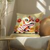 Oriental Festive Lion Print Cushion Cover Silky Elegant Comfort Sofa Bed Invisible Zipper Beach Pillowcase