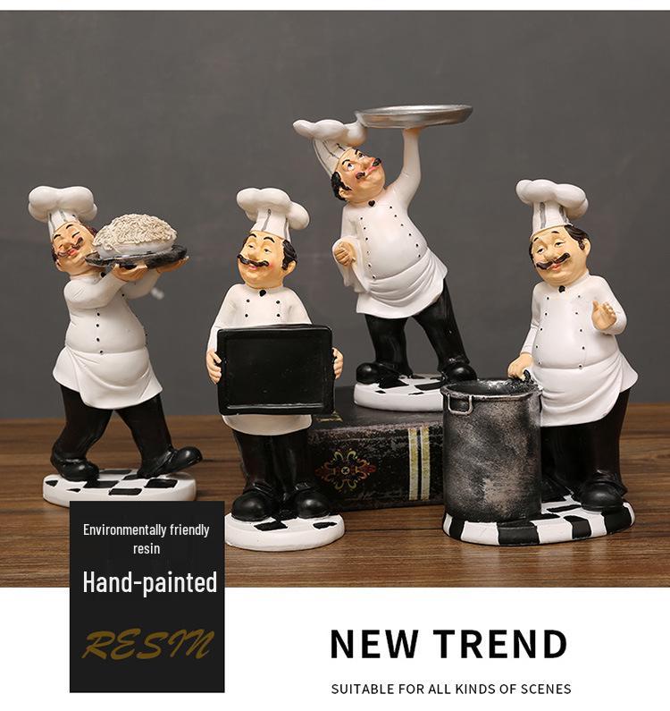 European Chef Figurine - Decorative Ornament for Home, Cafe, Cake Shop, or Living Room