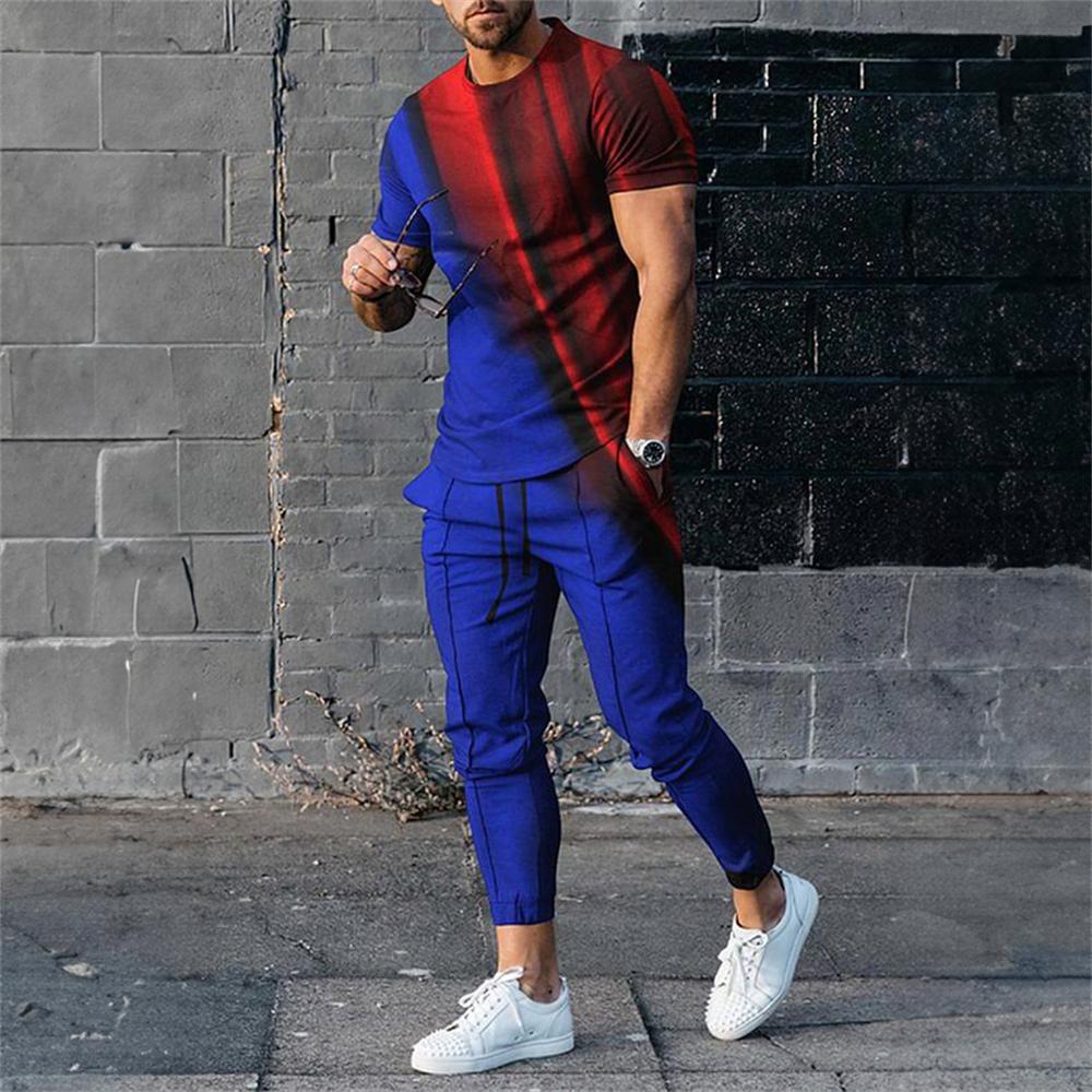 Summer Set Men Oversized T Shirt Pants Sets Print Men's Clothing Casual Tops Trousers Suits Men Tracksuits Sweatpants Outfits