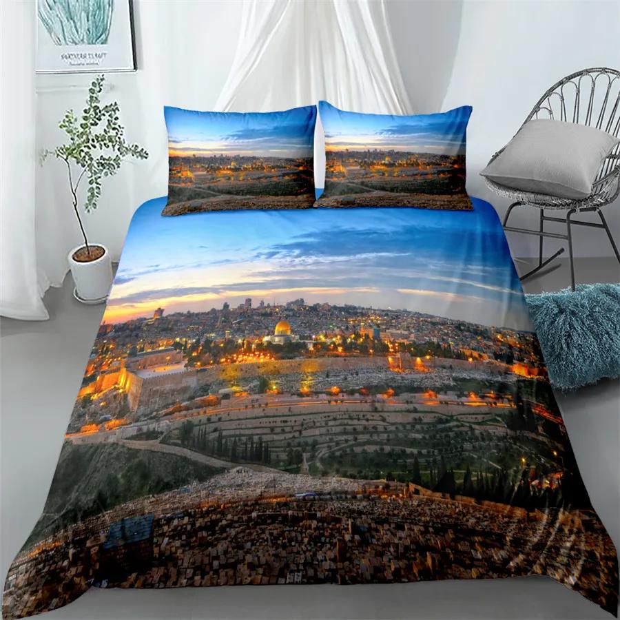 City View Duvet Cover Set Dubai City Night View Single Double Queen King Size Bedding Set for Adults 2/3pcs Soft Quilt Cover