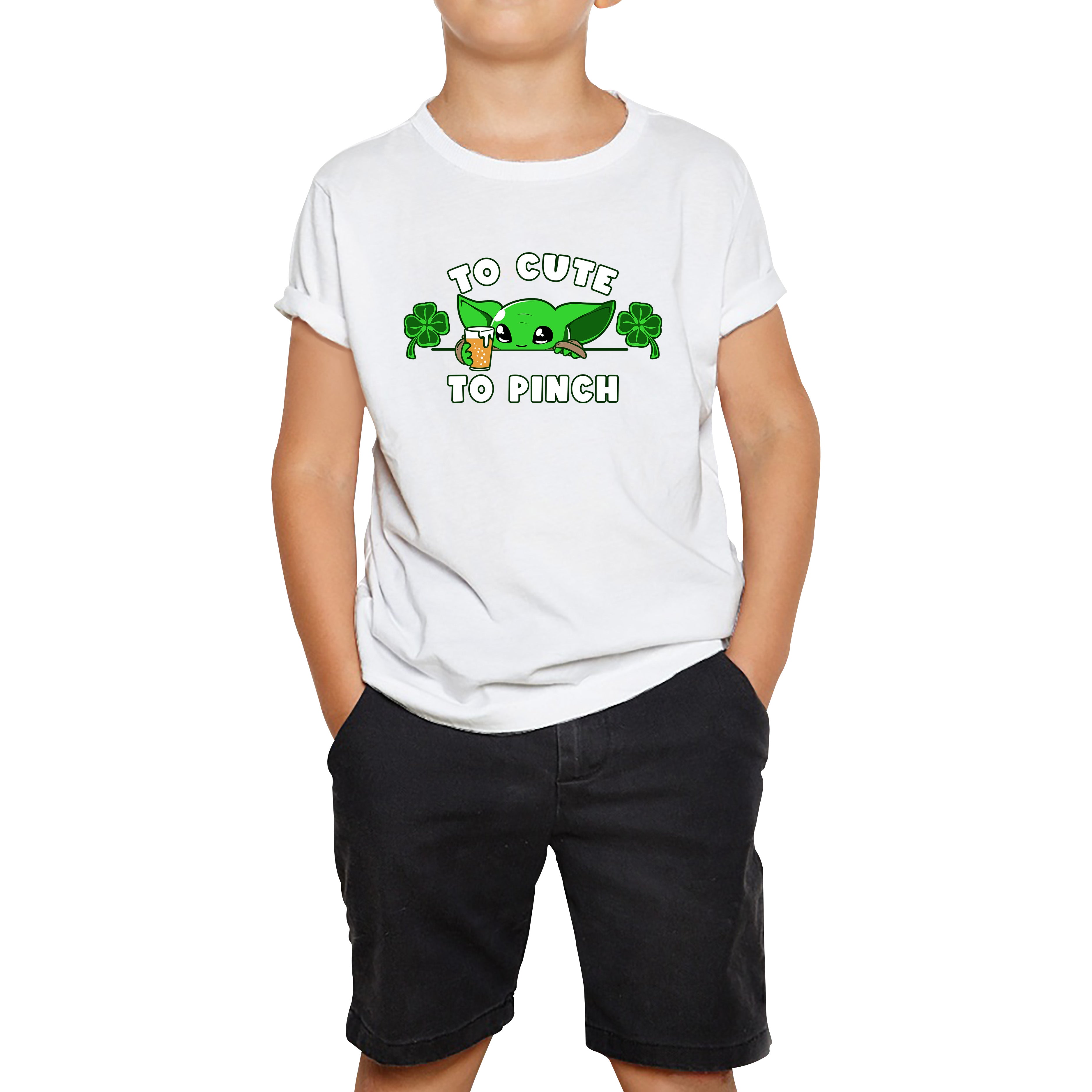 To Cute To Pinch Shamrock St Patrick s Day Green Irish Festival St Paddys Day Kids Tee 160