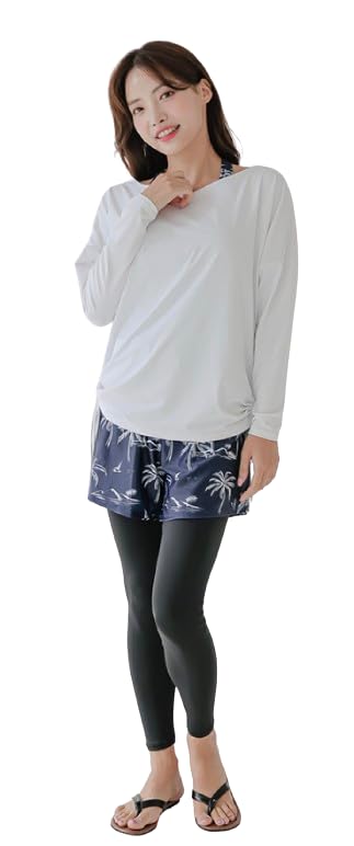 

APRAL Купальник Рашгард Танкини и Защита от УФ-лучей UPF Женский Комплект из 4 предметов Футболка-рашгард, Шорты, Леггинсы, Все в одном, 50+ [ZC8030] (JP, Алфавит, L,