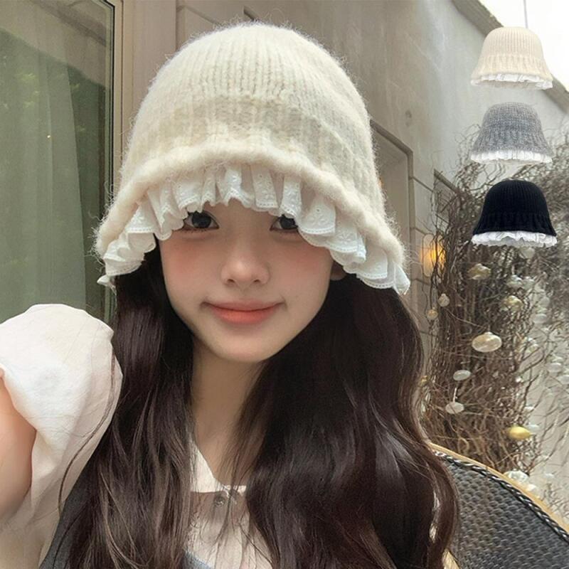 Women's Sweater Bucket Lace Cozy Beanie