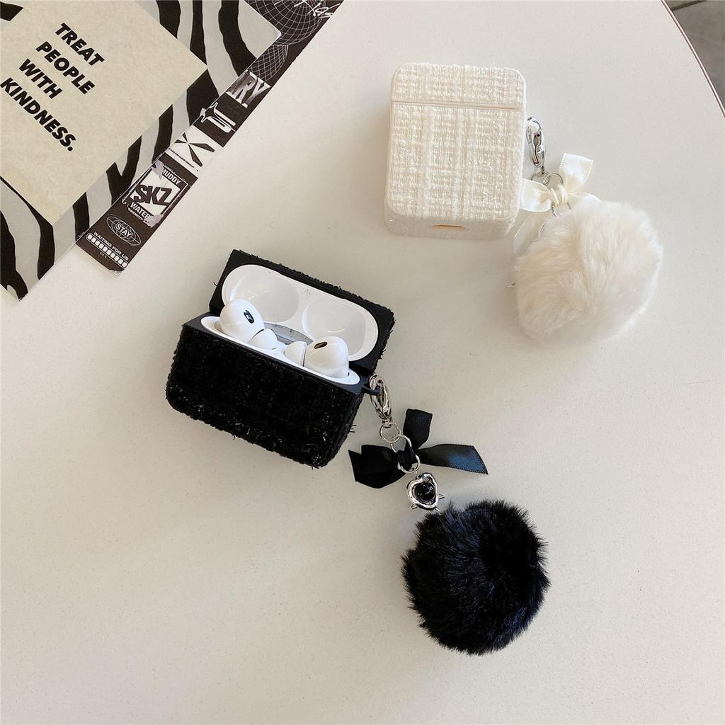 Lace Cloth Pattern for AirPods 1 Protective Case Pro1 Apple Bluetooth 1/1/1 Generation Earphone Case Plush Pendant