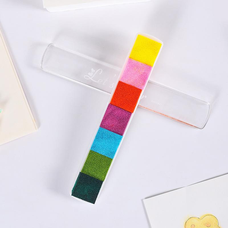 7-color Long Strip Gradient Children's Craft Ink Pads for Scrapbooking Journal Coloring Stamp Fun Kids DIY Fingerprint Painting