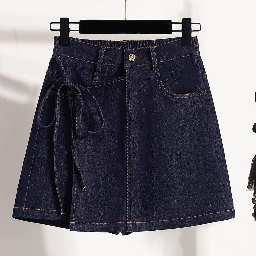 DIMANAF 2026 Primavera Estate Taglie Forti Donna Gonne Corte Pantaloni Jeans Vita Elastica Pantaloncini Oversize Denim Cotone tinta unita