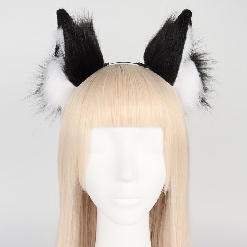 Handmade Plush Wolf Ear Headband Cosplay Accessory Anime Costume Unisex Animal Ears Hairband