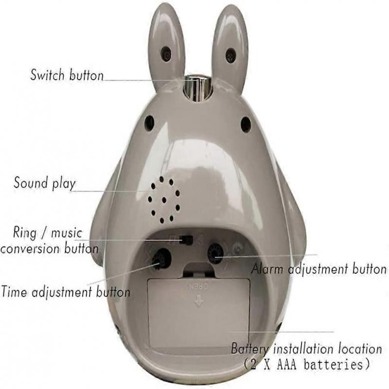 Wekity For Totoro Theme, Snooze Function Silent  And LED Night Light Clocks Best Gift for Kids Teens And Friend,Gray