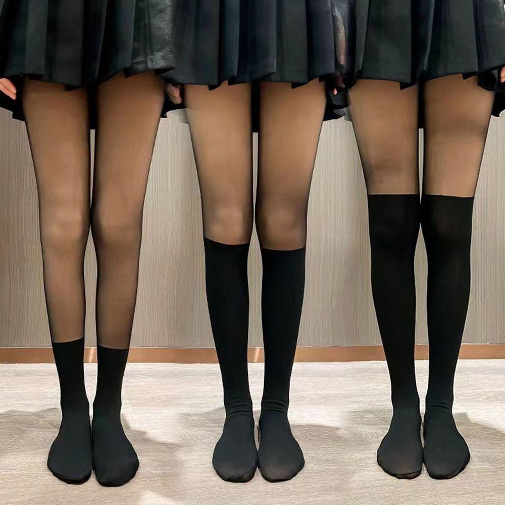 Matching Dress Fake High Tube Knee Autumn Tights Fake Calf Socks Splicing Pantyhose Women Stockings